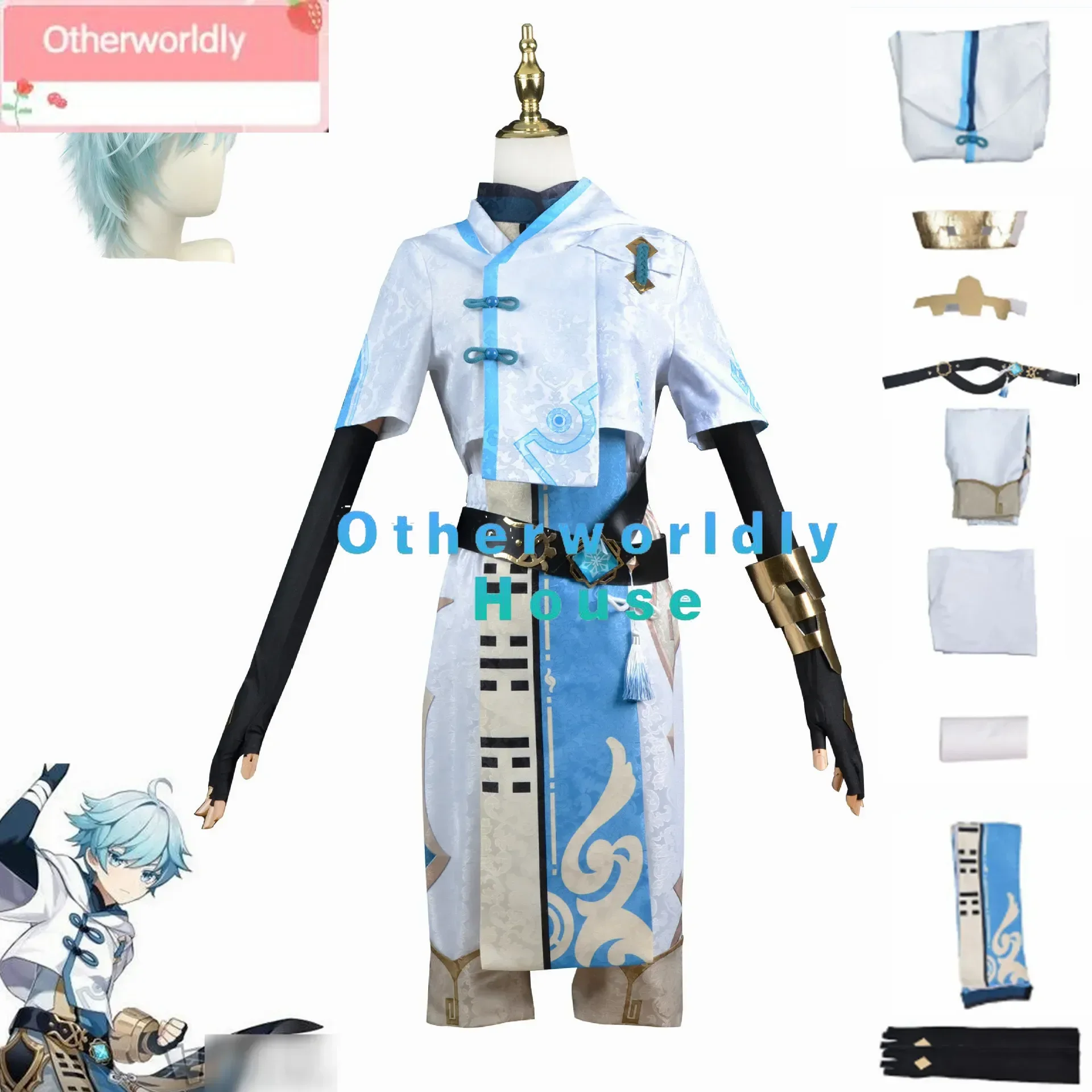 Anime Game Genshin Impact Chongyun Cosplay Costume Battle Uniform Handsome Daily Outfit Cosplay Costume Men Cosplay Garments