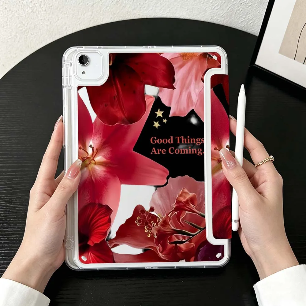 Good Things Are Coming For iPad Mini Pro Air 5 6 7 8 9 10th 11th 11 9.7 10.9 13 inch Transparent Y-Shaped Folding Tablet Case