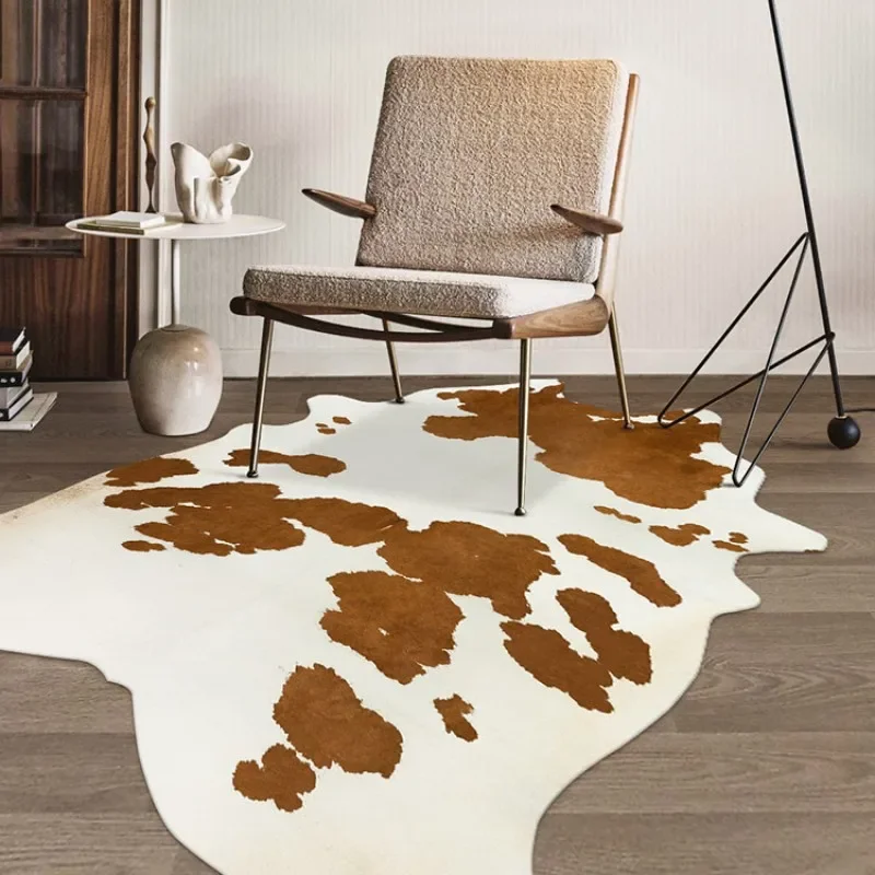 Irregular Imitating Cowhide Carpet Non-Slip Living Room Big Size Rug Soft Bedroom Coffee Table Animal Shapes Mat Home Decoration