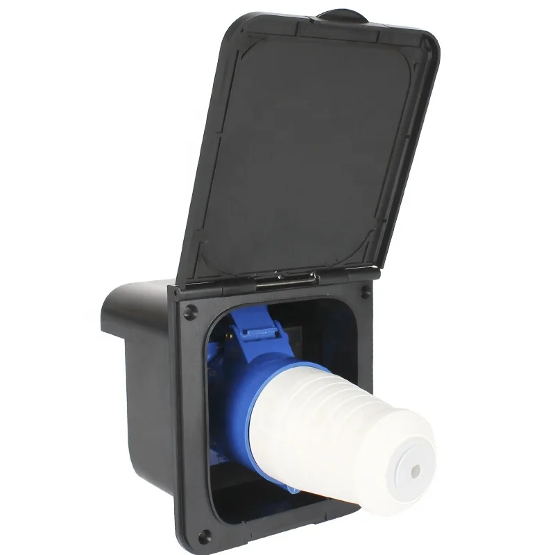 32A صندوق الطاقة مقبس القارب المقاوم للماء والمكونات RV RV مدخل بحري أسود RV الملحقات