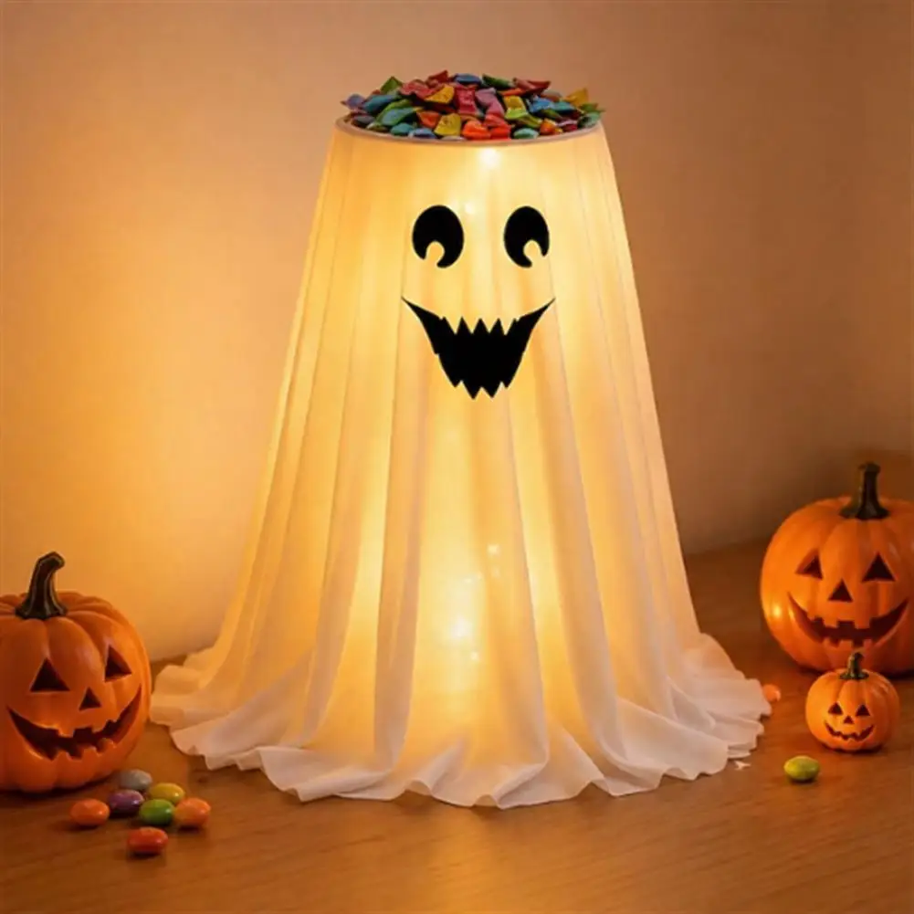 Ghost Figurine for Party Realistic Spooky Party Decorations Halloween Ghost Candy Bowl Stand with Remote Control Led Ghost Candy