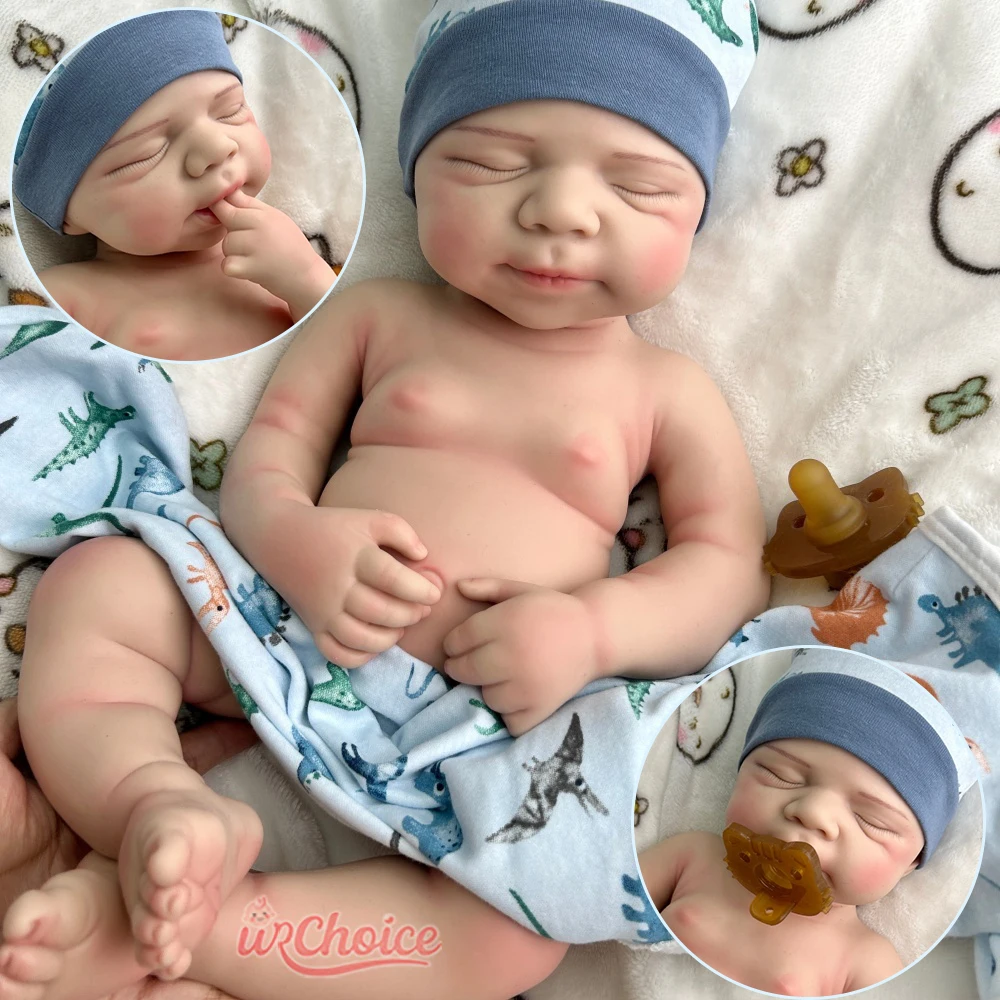 

20Inch Cuddly Can Open Mouth Full Silicone Reborn Girl & Boy With Painted Skin Washable Soft Touch Newborn Doll Christmas Gift