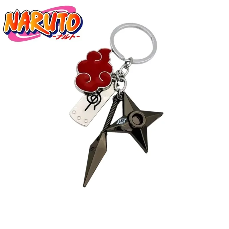 Cartoon Naruto Legierung Schlüsselanhänger Anime Niedliches Konoha Rebellion Kunai Shuriken Dreiteiliges Set Schlüsselanhänger Rucksack-Anhänger Geschenk Spielzeug – Detail 2