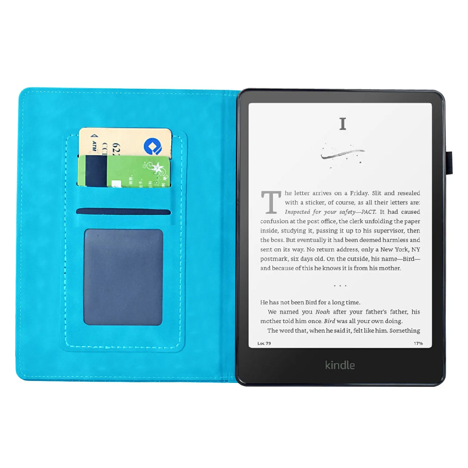 For Amazon Kindle Paperwhite 6 (2024) Case Mandala Imprinted Leather Tablet Cover with Card Slots - Sky Blue