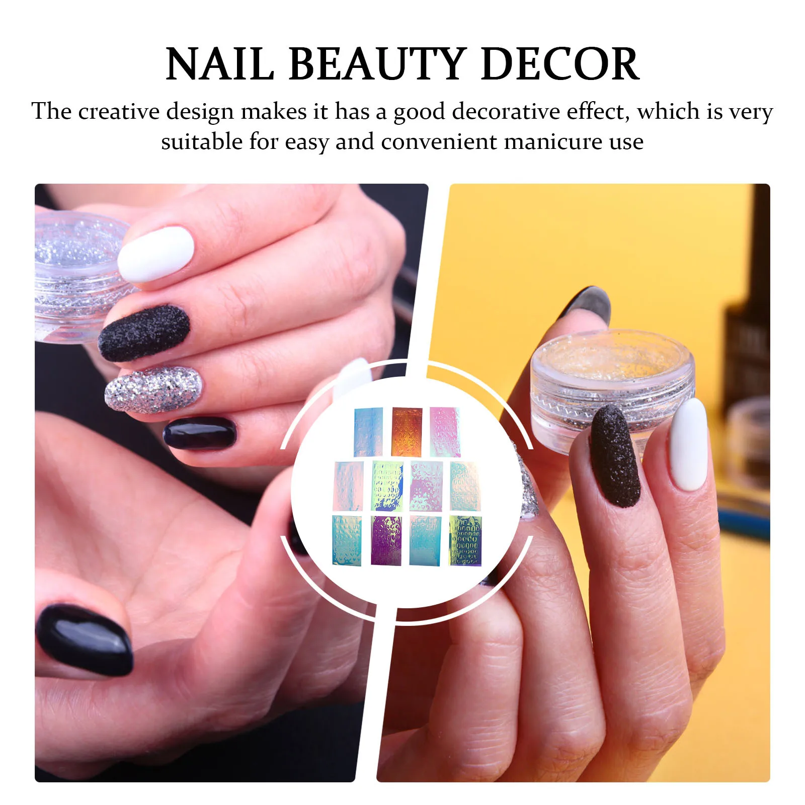 

11Pcs Ice Cube Cellophane Mermaid Nail Stickers Style DIY Manicure Supply for Natural Fake Nails Decor Manicure Decal