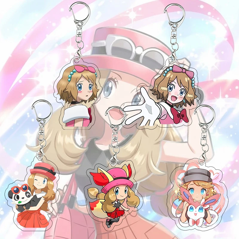 Serena Acryl-Schlüsselanhänger Charaktere Cosplay-Requisiten Fennekin Sylveon Kawaii Taschenanhänger Cartoon-Schlüsselring Charms Sammlergeschenk