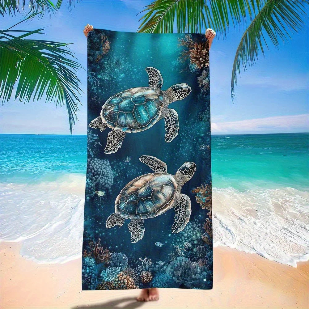 Beach towel sea turtle underwater pattern sunscreen windproof suitable for beach pool camping travel beach blanket