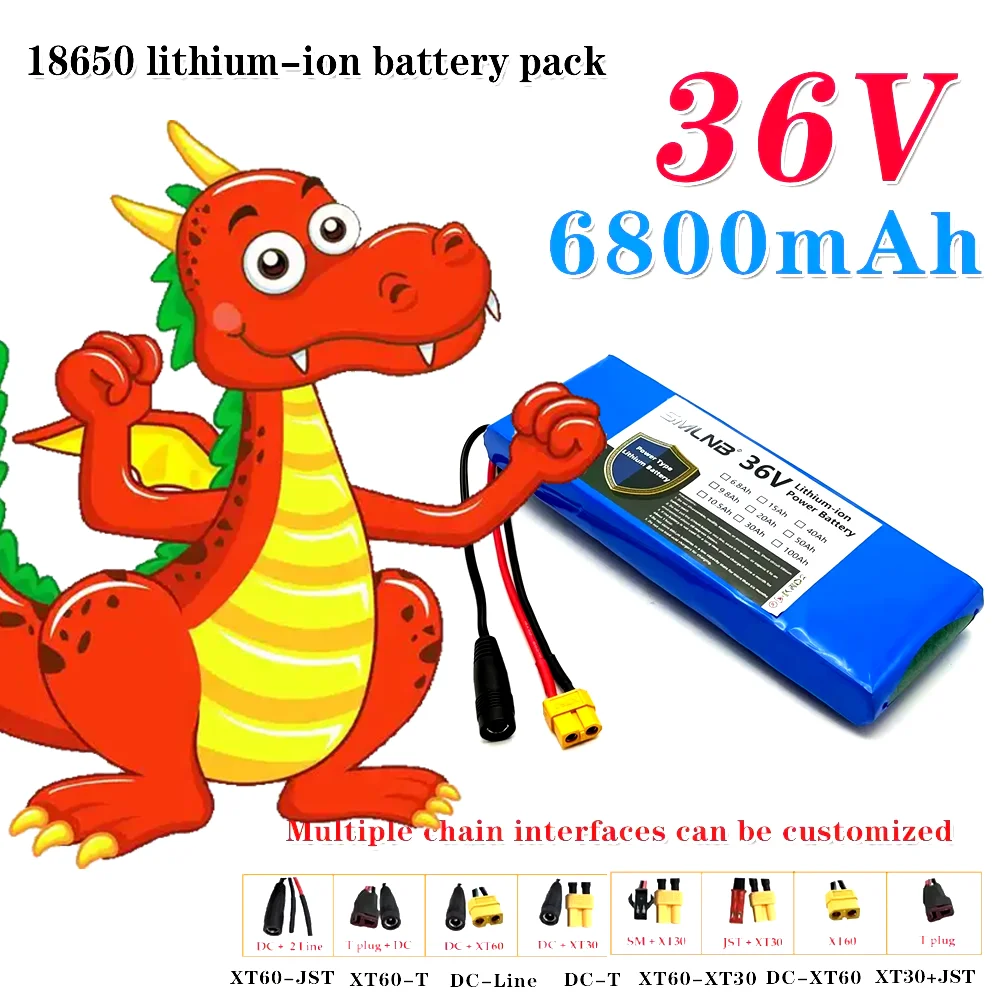 10S1P 18650 lithium-ion rechargeable battery pack 36V 6800mAh 20A with BMS scooter and bicycle