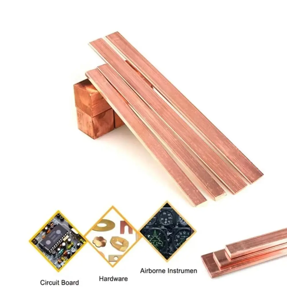 New Thickness 2/3mm Copper Flat Bar Length 200mm High Purity Copper Bar Stock T2 Pure Coppers Flat Metalworking Craft