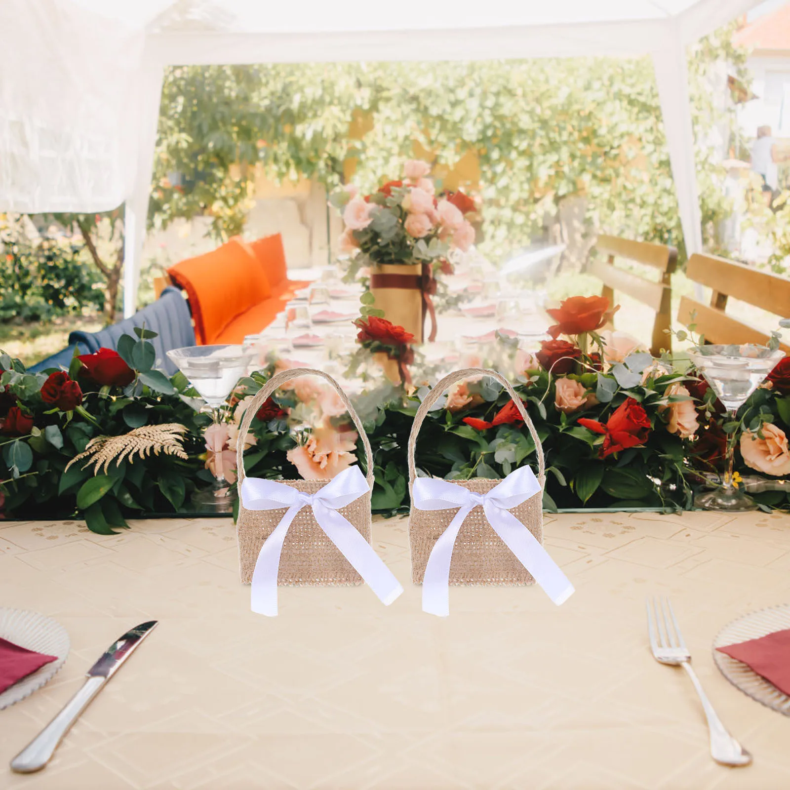 

4pcs Linen Candy Bags Lightweight Burlap Storage Pouches For Wedding Party Favor Gift Flower Baskets Wedding Decor Home