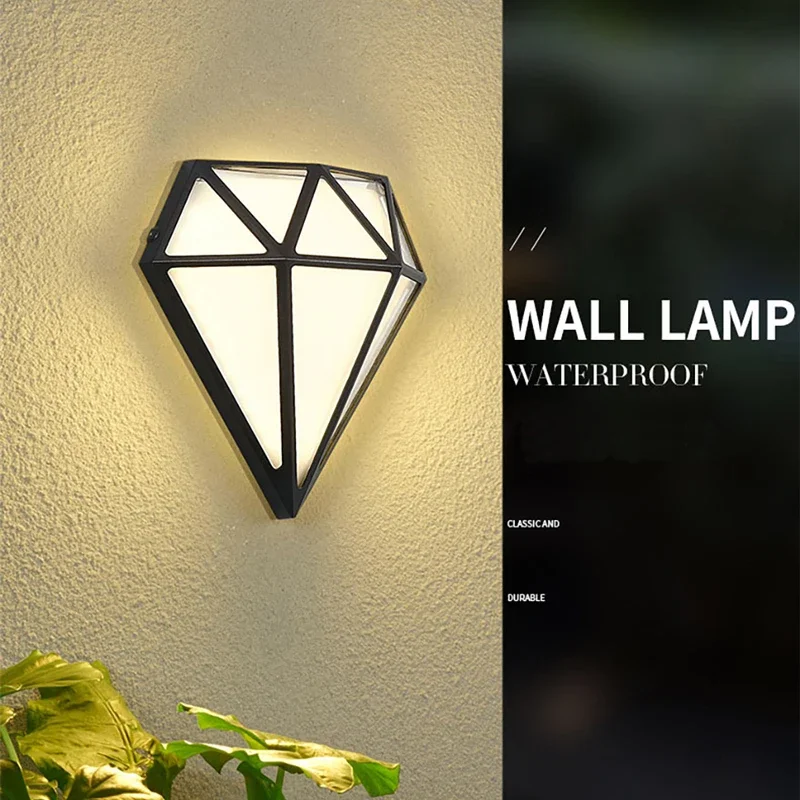 Creatieve Diamantvormige Wandlamp Buiten Waterdichte Wanddecoratie Villa Binnenplaats Tuin Moderne Led Verlichtingsarmaturen