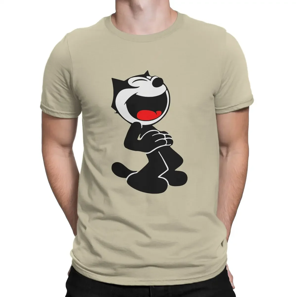 Personalize Gift Clothes Tops F-Felix The Cat Cartoon Creative TShirt for Men Laughing Round Collar Basic T Shirt harajuku tops