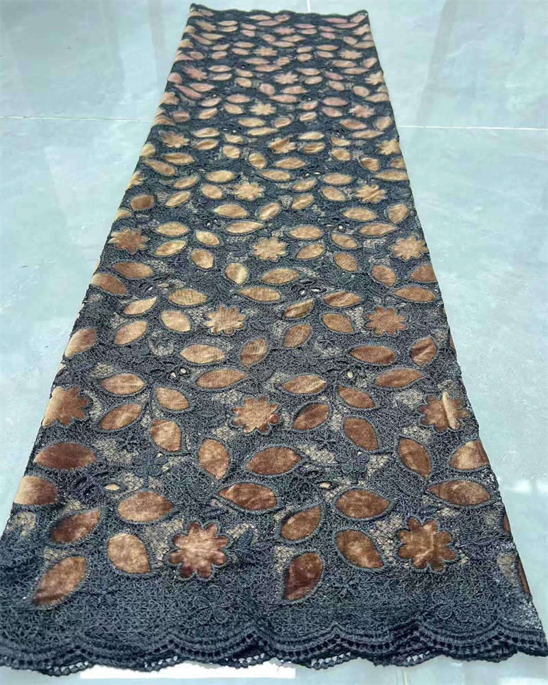 Tela de encaje guipur de terciopelo de primera calidad, bordado calado de alta calidad, tela preciosa exclusiva súper exuberante para proyectos de moda