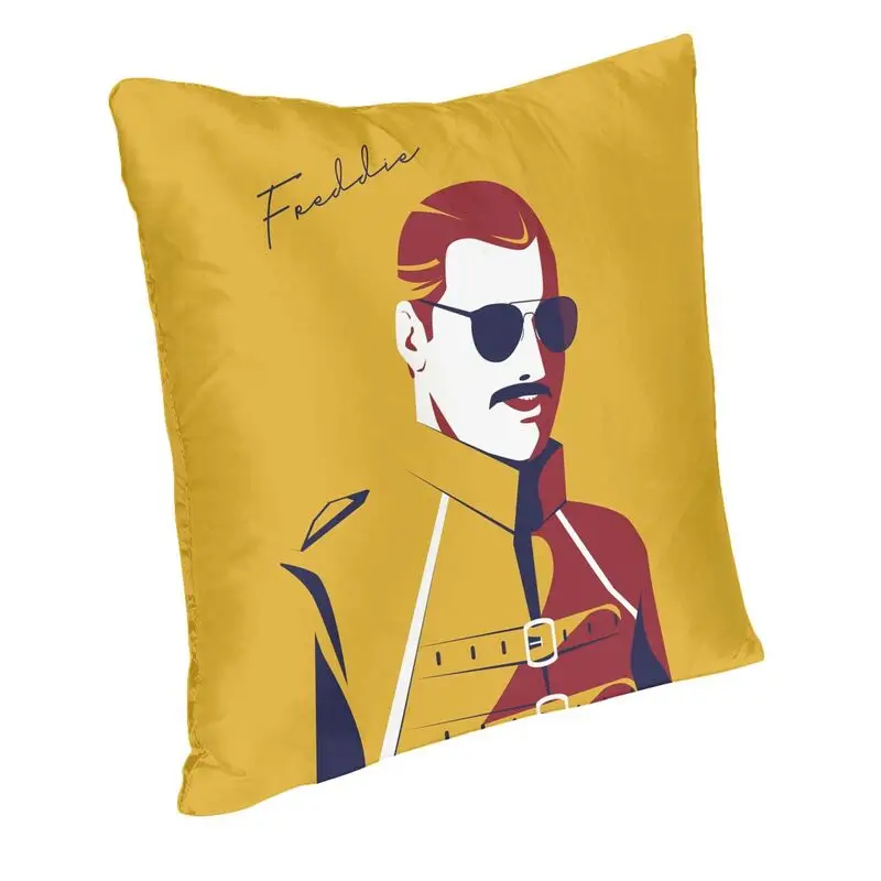 British Rockstar Freddie Mercury Square Pillow Cover Home Decor Band Queen Singer Cushions Throw Pillow for Living Room