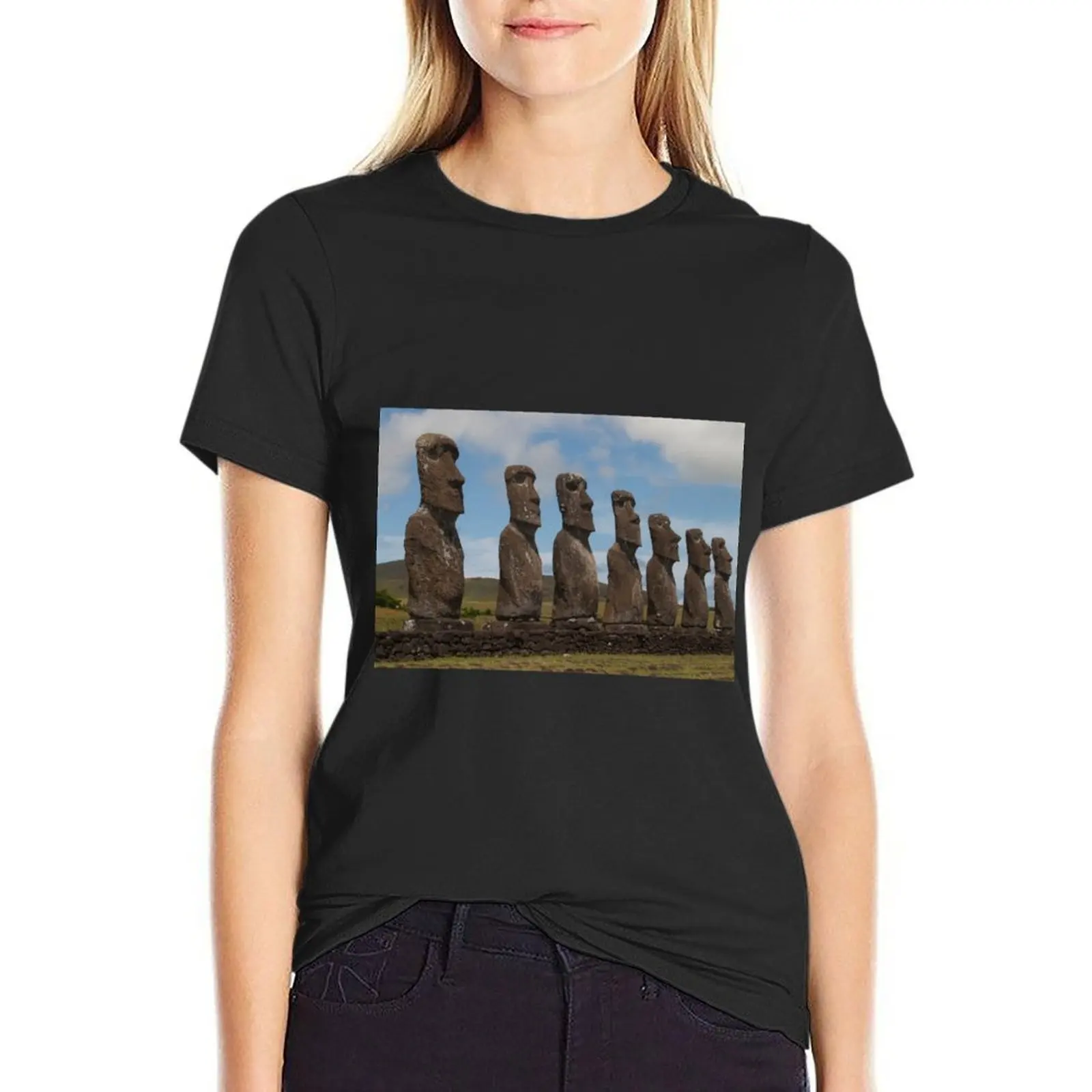 Mysterious Easter Island T-Shirt aesthetic clothes vintage clothes cute clothes summer tops graphic t-shirts for Women