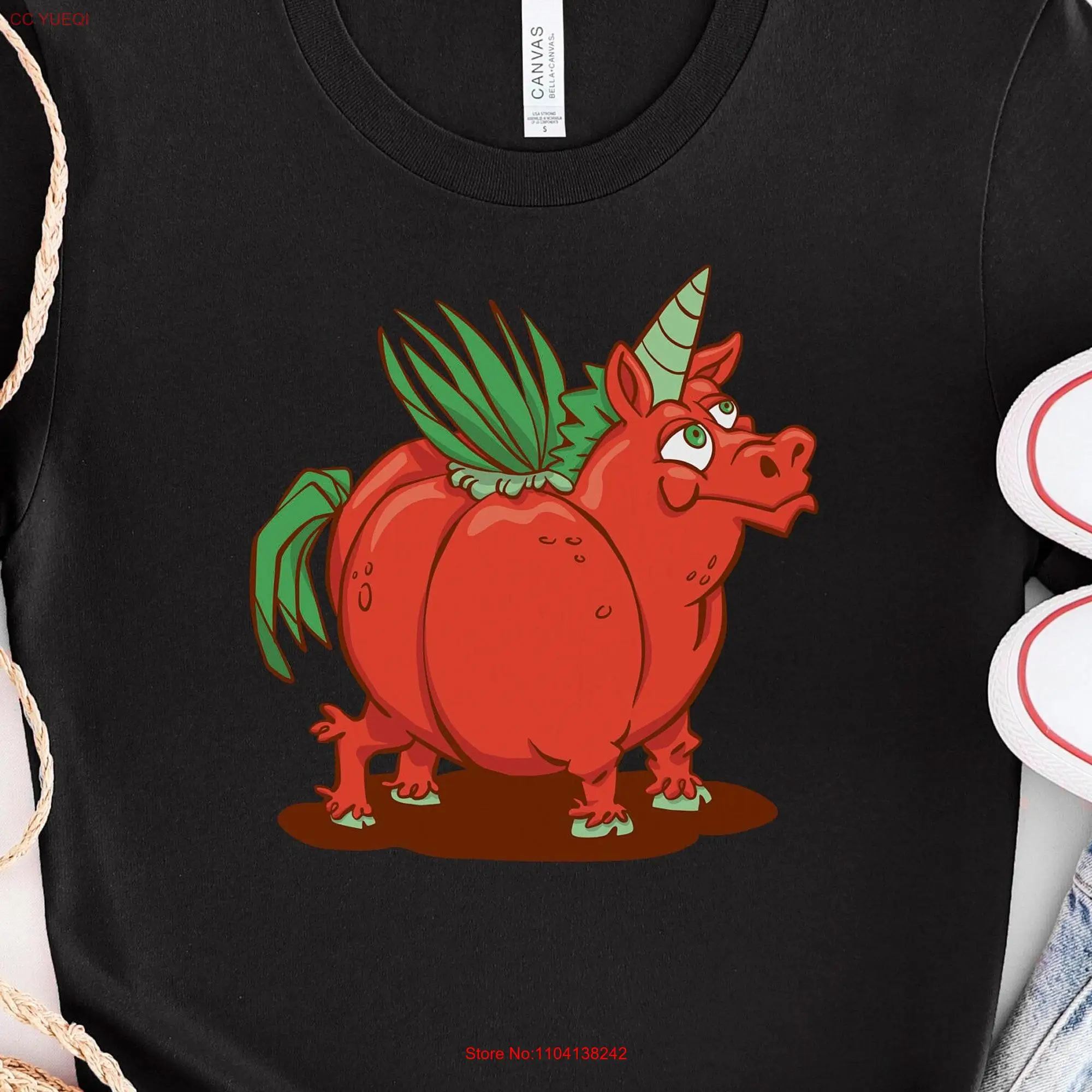 Tomato Unicorn T Shirt Garden Inspired Design for Veggie Lovers Red Fruit Print Gardening Attire long or short sleeves