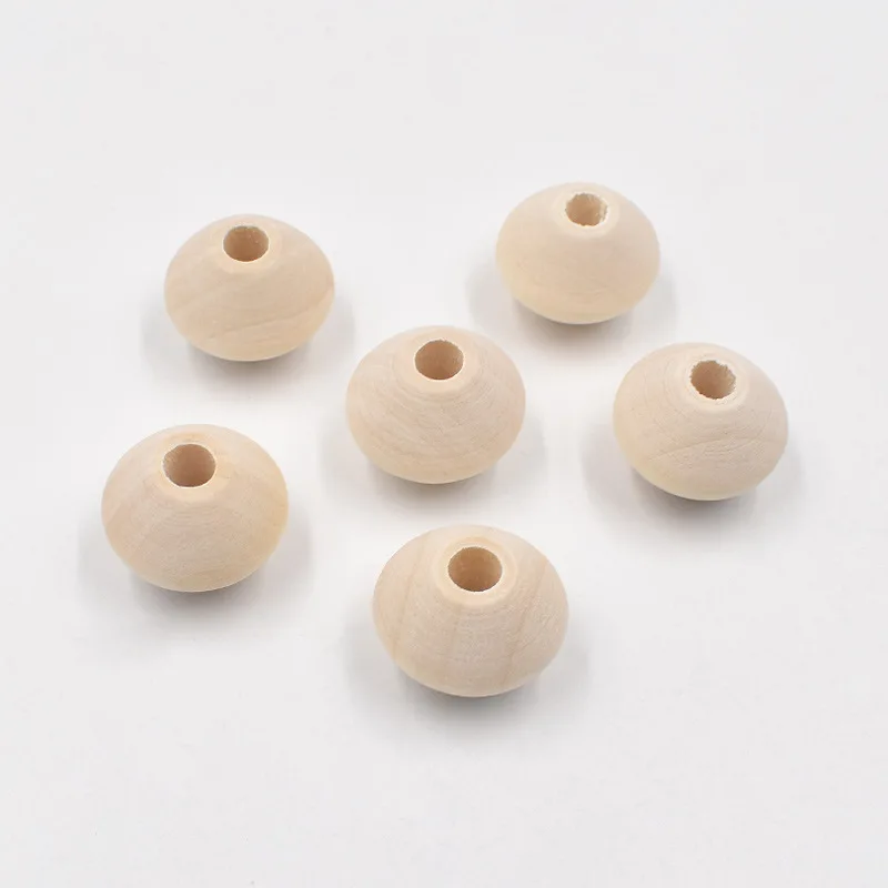 20mm 20Pcs/Pack Idyllic Style Natural Color Abacus Round Openwork Hemu Wood Loose Beads Handicraft Ornament Accessories