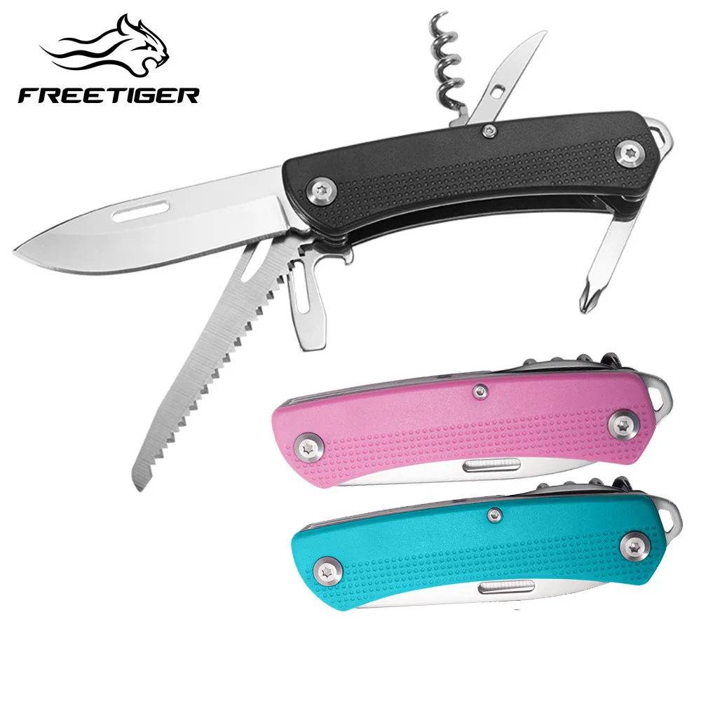 Tiger Multi-funcional Dobrável Faca de Bolso Faca de Acampamento Lâmina de Aço Inoxidável Cortador de Frutas para Acampamento ao ar Livre Sobrevivência