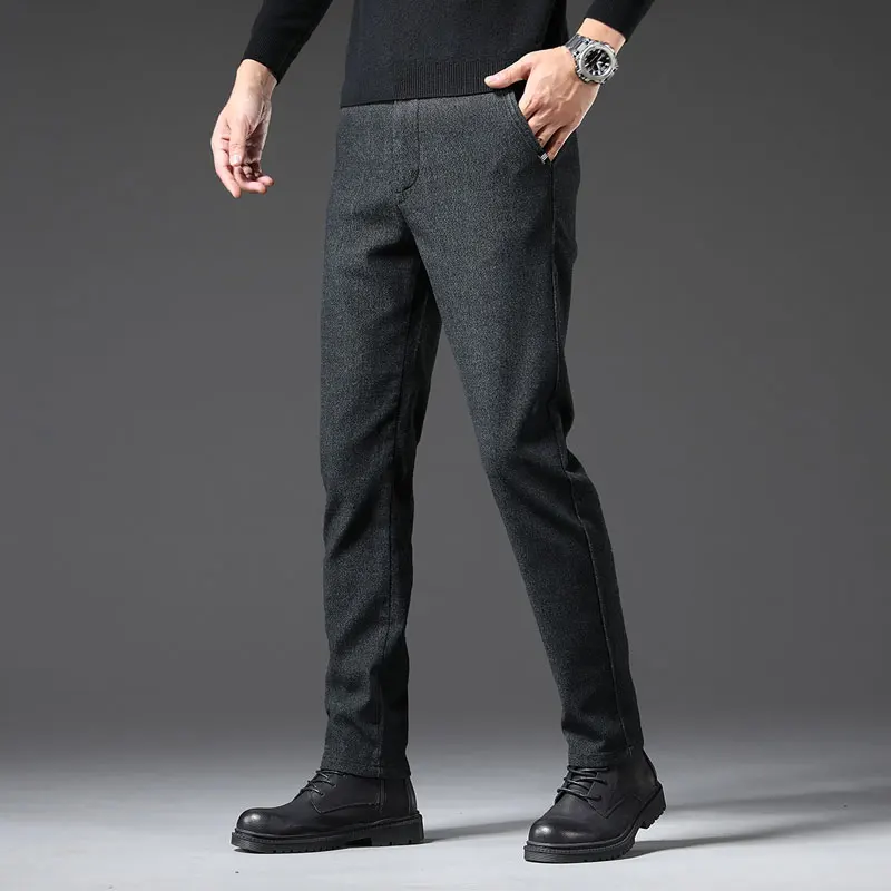 

Высокое качество, облегающие эластичные повседневные брюки для мужчин, осень-зима 2025 года, деловые брюки для социальных сетей, модная офисная мужская одежда