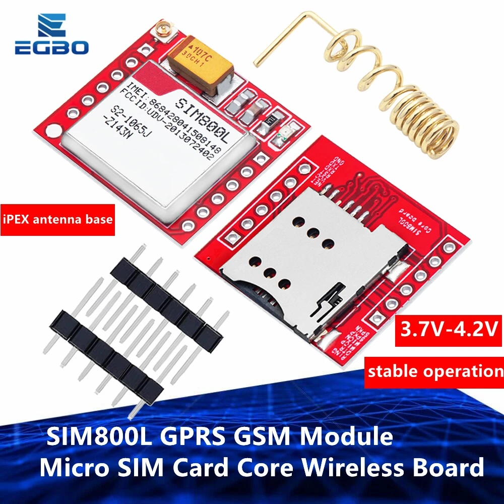 Mini Smallest SIM800L GPRS GSM Module Micro SIM Card Core Wireless Board Quad-band TTL Serial Port With Antenna Diy