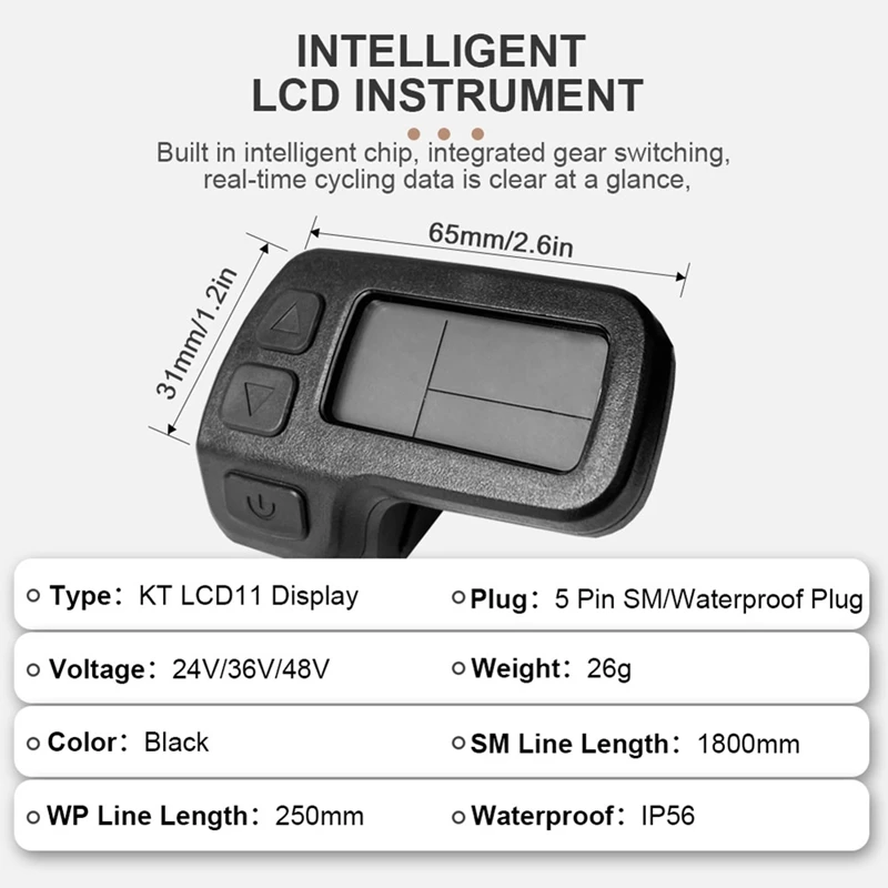 Electric Bike Display Ebike Display KT-LCD11 Mini Display 24V 36V 48V For Kunteng Controller Ebike Panel