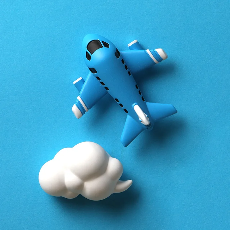 Blue plane refrigerator paste 3D three-dimensional Aerospace cartoon cute cultural and products small gift magnets