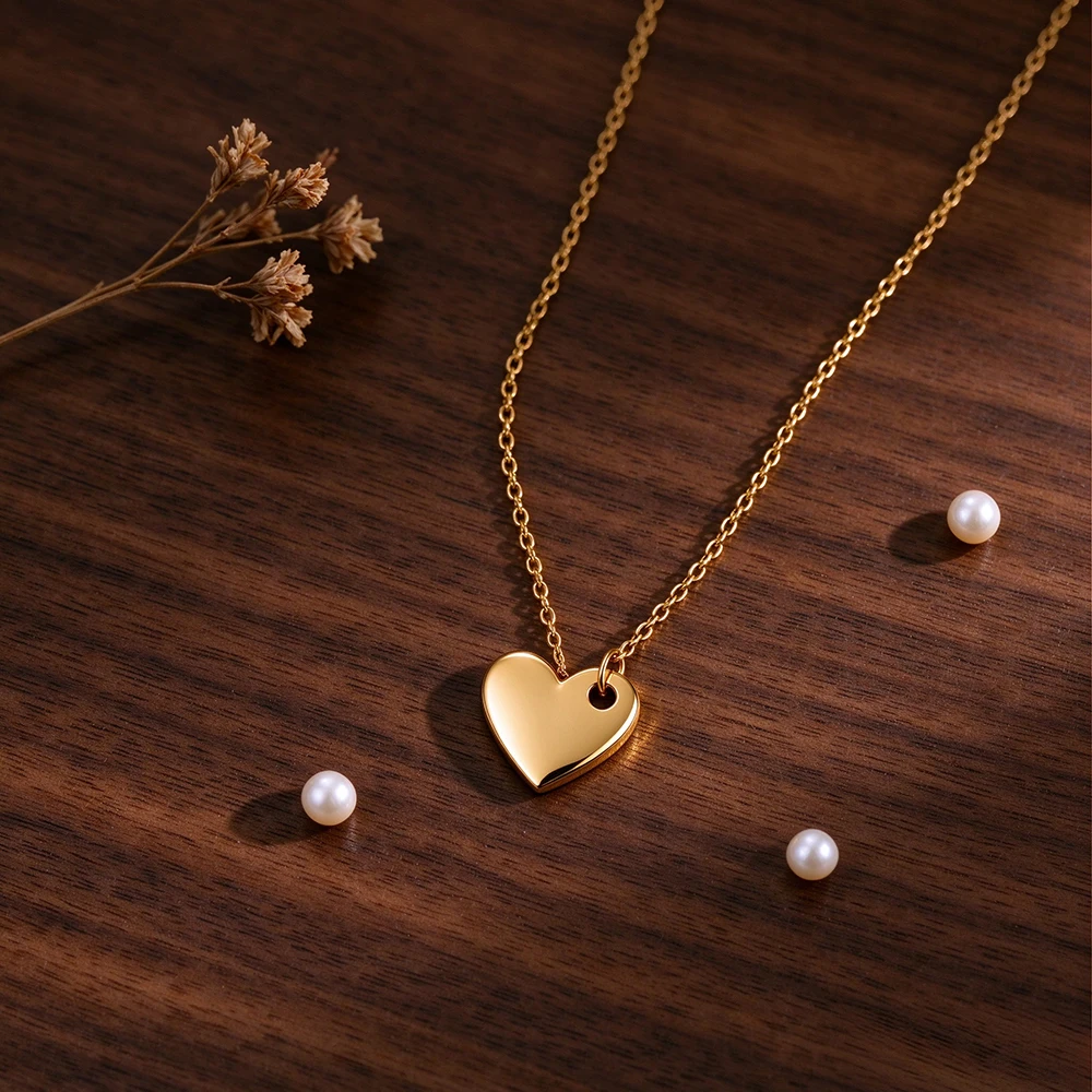 Fnixtar 10pcs Small Heart Pendant Necklace DIY Love Shape Charms Necklaces Jewelry Accessories Wholesale
