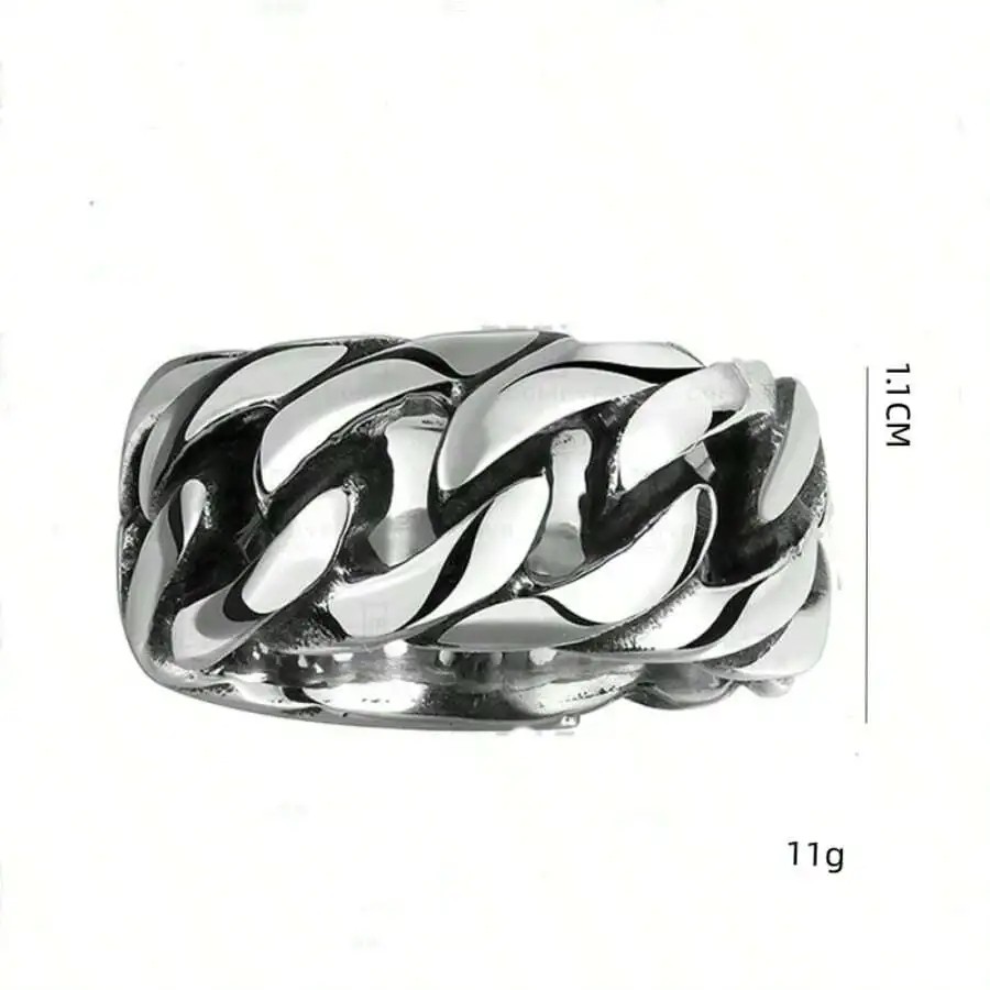 

Stainless Steel Braided Chain Ring for Men and Women, Unisex Fashion Jewelry