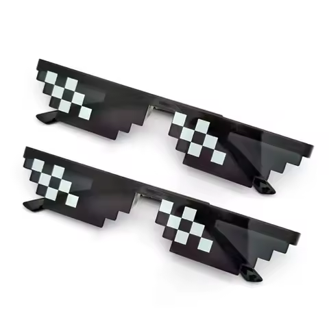 2PCS Mosaic Sunglasses Cool Party Vintage Shades Eyewear For Men Pixelated Sunglasses Funny Women Glasses