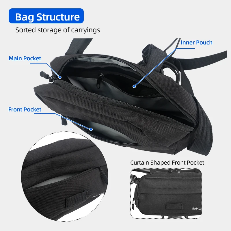 MTB Road Bike Handlebar Panner Bag Large Capacity Front Frame Tube Bag Pouch 600D PVC Cycling Backpack Sling Bag