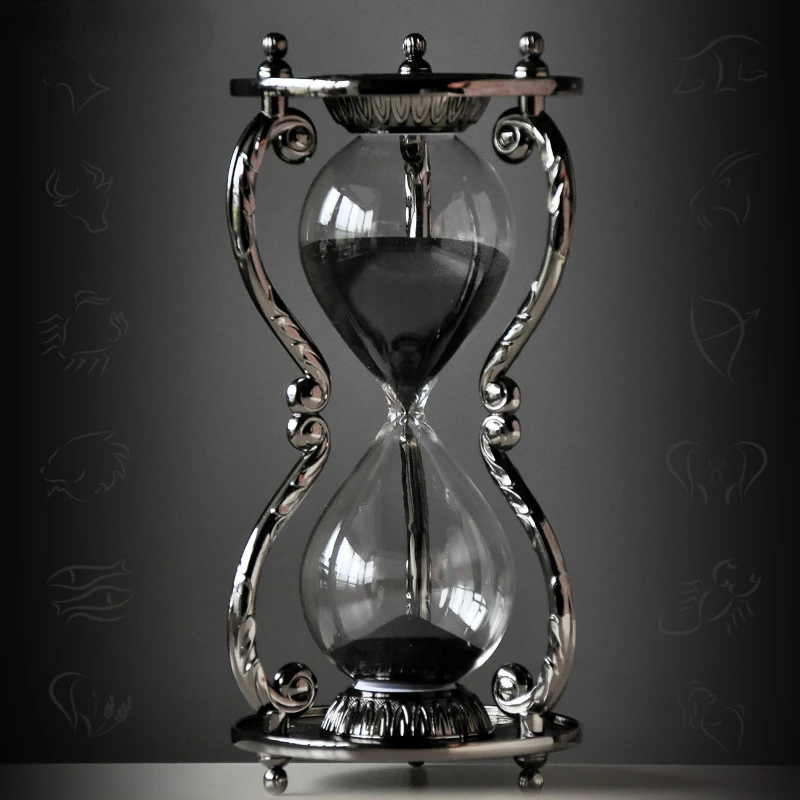 

30-minute Timer Hourglass Twelve Constellation Metal Hourglass Timer Creative Ornament Home Decor for Men's Girlfriend Gifts