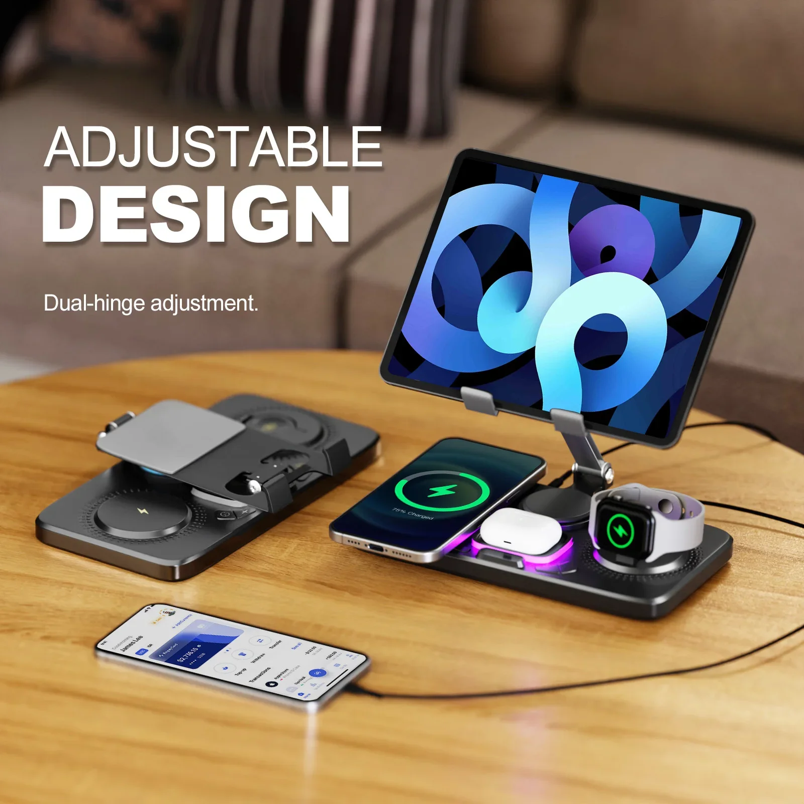 7-in-1-ワイヤレス充電ステーション-複数デバイス対応-iphone、ipad、airpods、apple-watch用-iphone急速充電-ナイトランプ-時計