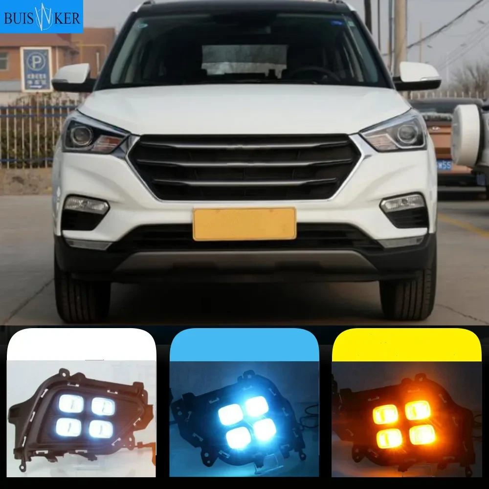 

1 Pair DRL LED Daytime Running Light fog lamp DRL with yellow turning signal lamp For Hyundai Creta IX25 2017 2018 2019 2020