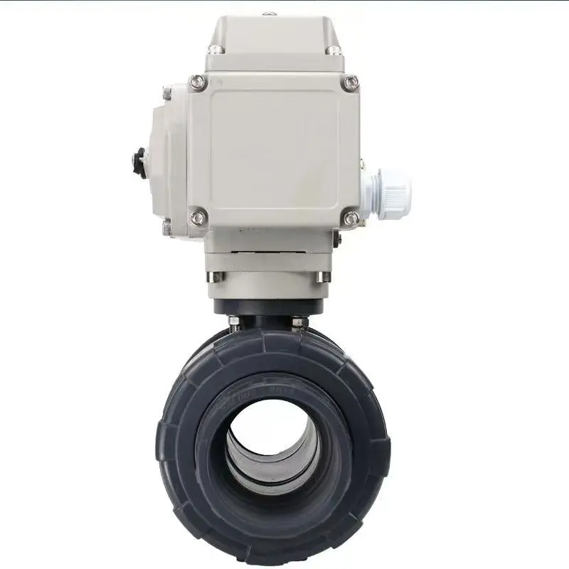 الاتحاد المزدوج 2 طريقة 24 فولت 220 فولت المحرك تعمل صمام كروي البلاستيك Upvc/Cpvc المياه الموضوع صمامات كروية كهربائية