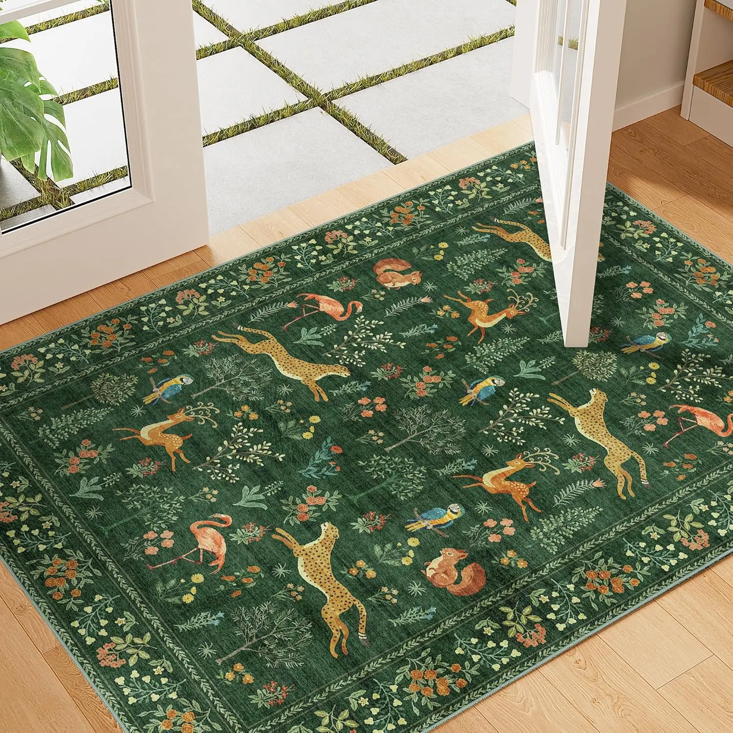 Washable Animal Rugs for Entryway, Non Slip Indoor Door Mat, Soft Low Pile Small Area Carpet for Entrance, Bedroom, Kitchen