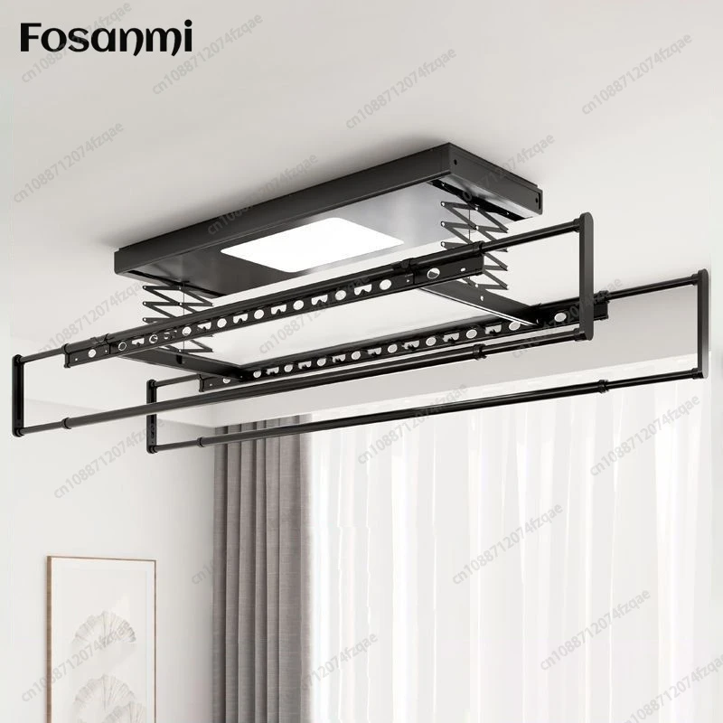 Aluminum Alloy DC Motor Intelligent Remote Control Electric Lifting Clothes Rack Home Balcony Retractable Folding Clothes Rack