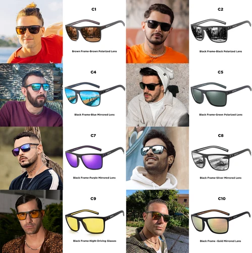 Imagen 2 del producto ZENOTTIC gafas de sol polarizadas de moda sombra para mujeres hombres ligero TR90 marco protección UV400 gafas de sol cuadradas
