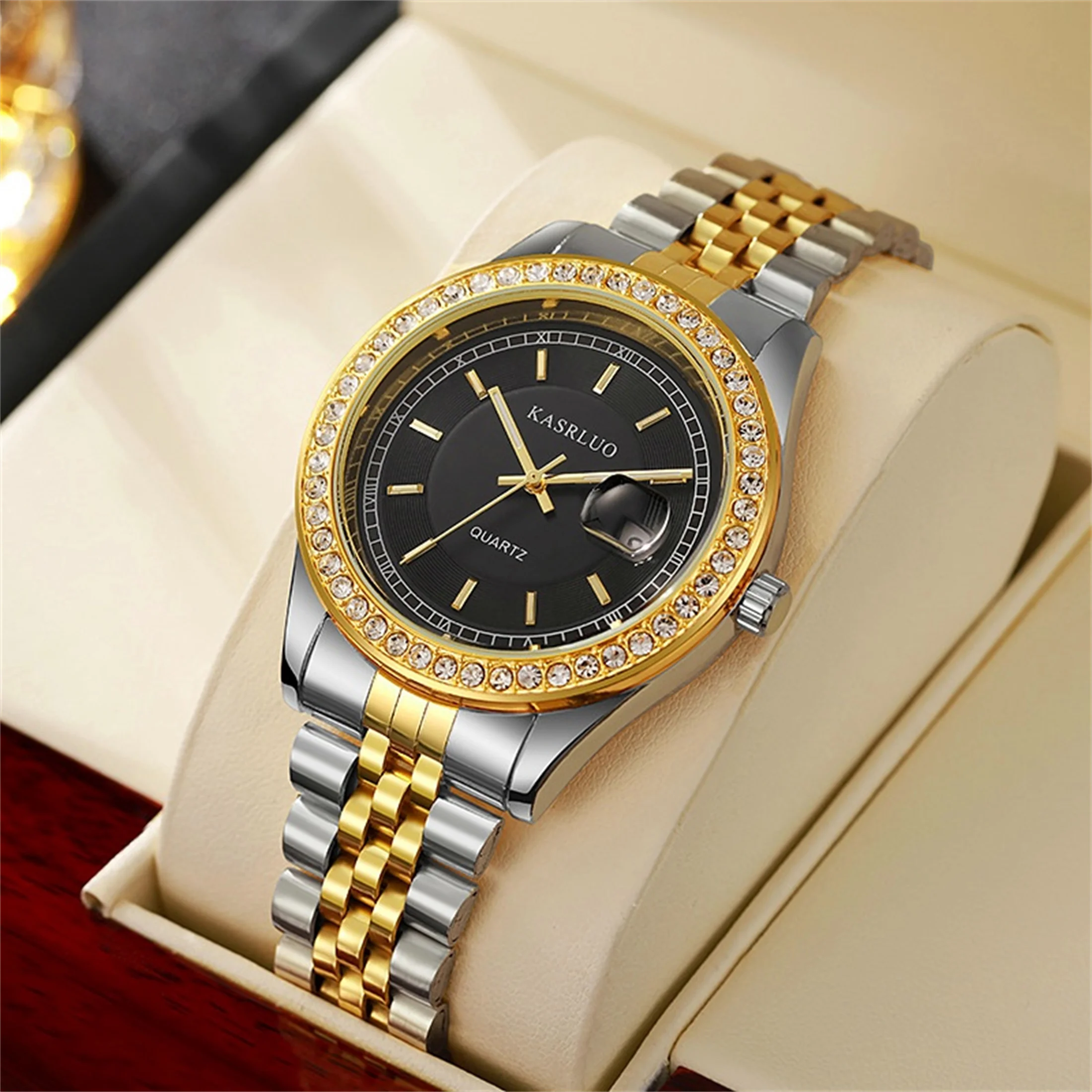 30m Waterproof Watch, Fashionable Business Watch, Silver Gold Stainless Steel Mature Classic Men's Quartz Holiday Birthday Gift