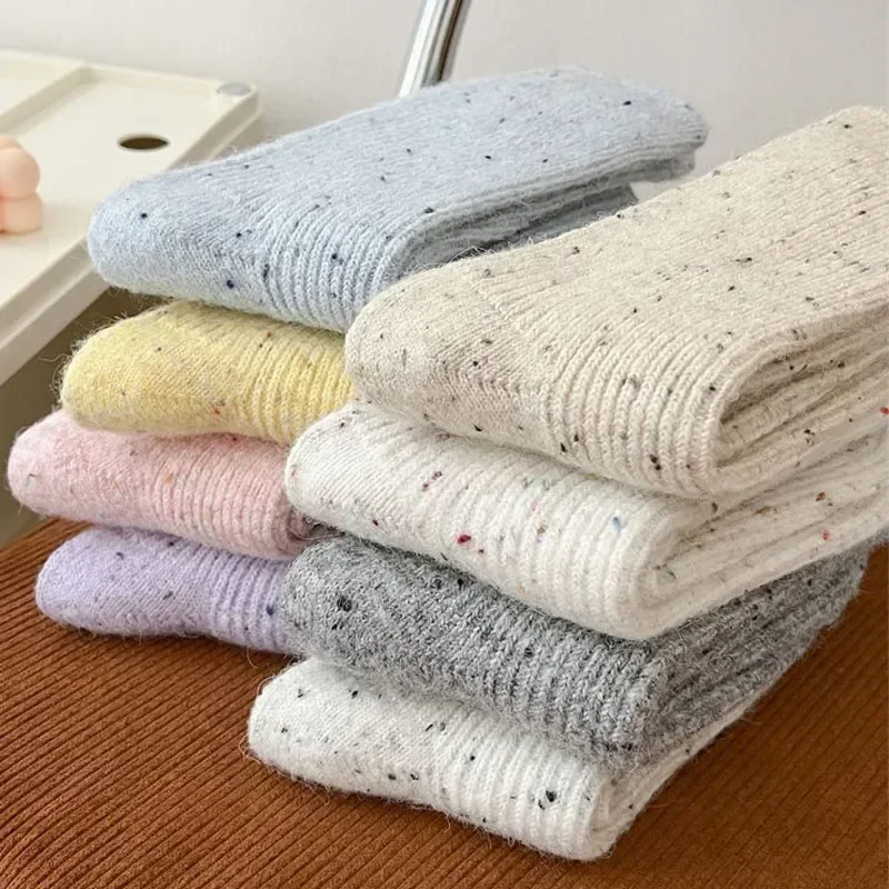 1pairs Soft Wool Socks Women\'s Female Winter Warm Women Socks Super Thicker Solid Sheep Wool Against Cold Snow Thermal Socks