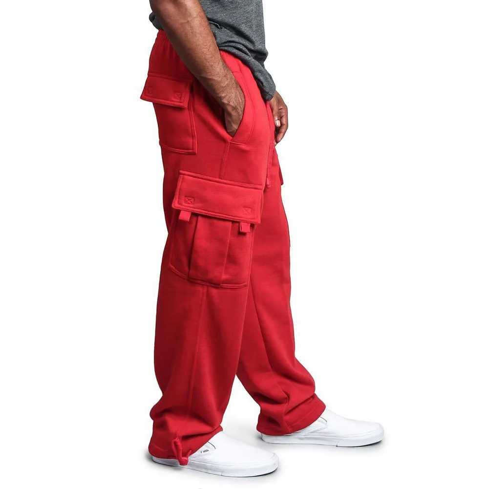 ZOGAA-Pantalones deportivos informales de Color sólido para hombre, pantalones Cargo rectos sueltos de cintura media con múltiples bolsillos