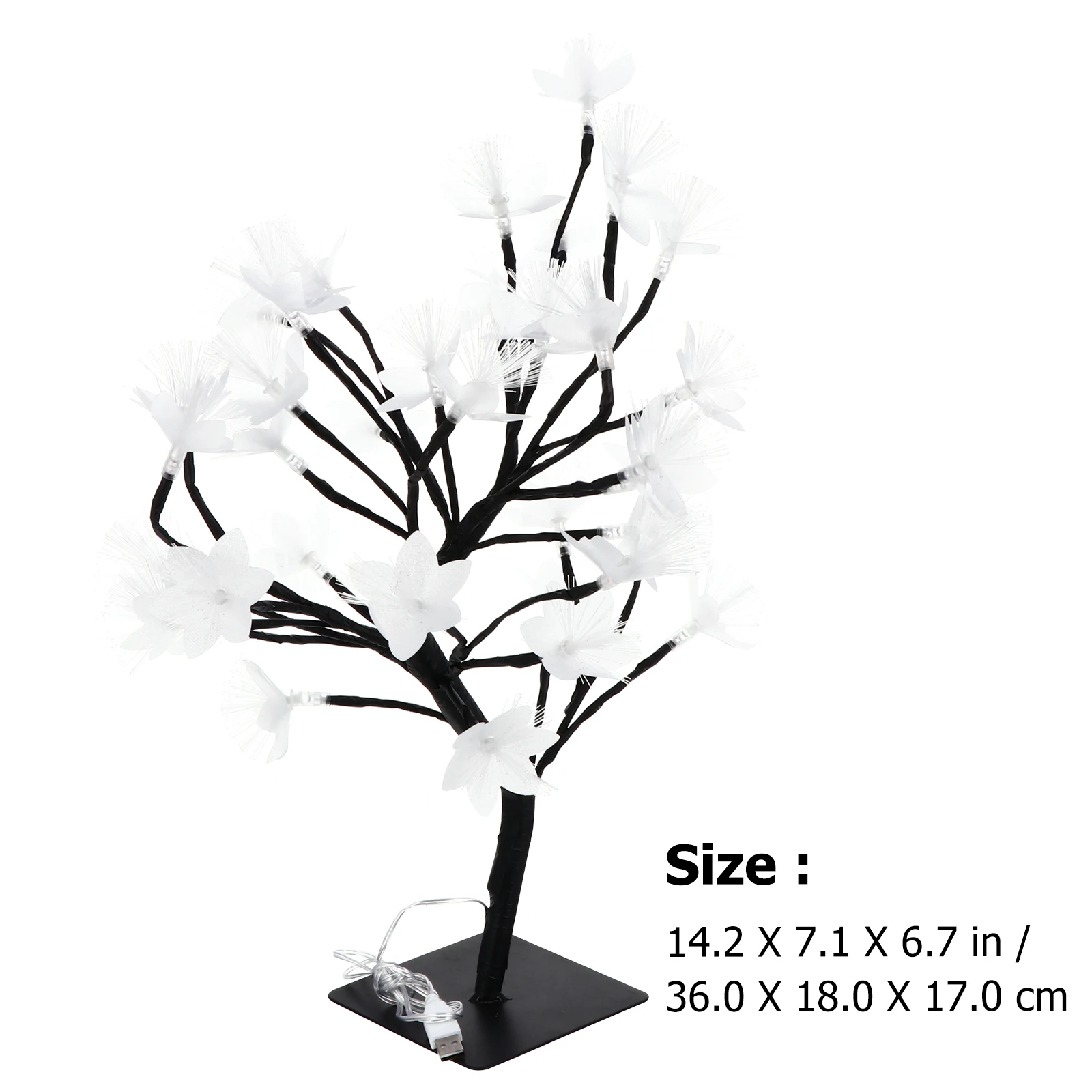 

1pc Fiber Optic Tree Light Lamp Plastic Tabletop Tree Lamp USB Powered Color Changing Home Decor Desk Night Light