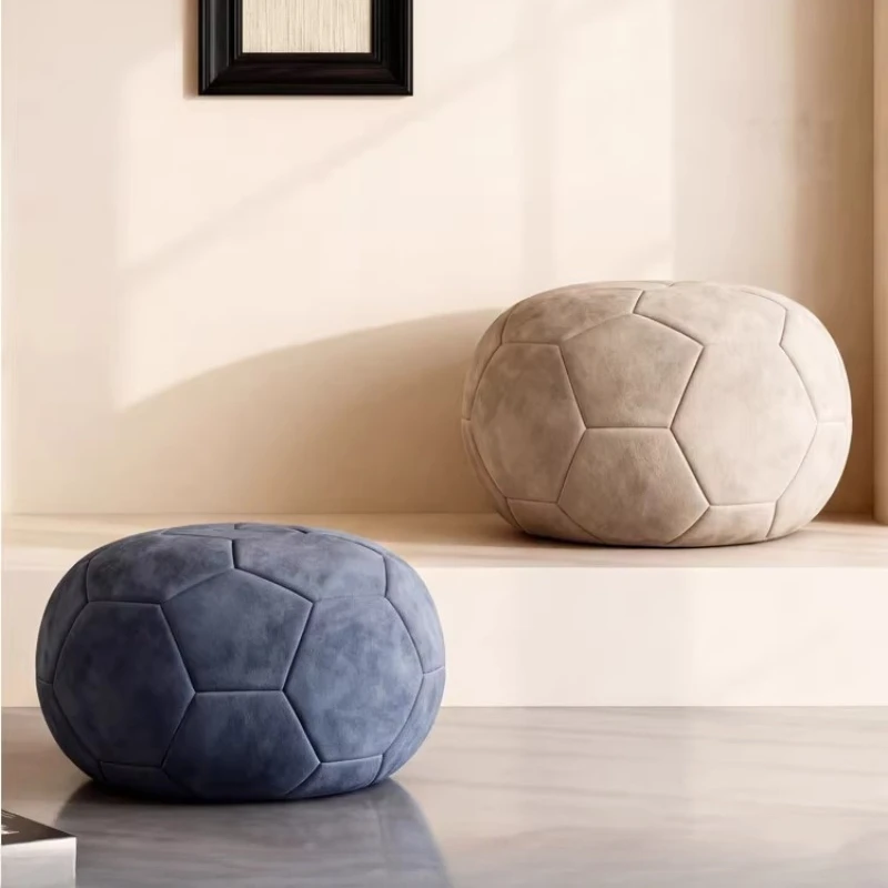 Italian light luxury creative art matte leather living room football stool home shoe change stool dressing cloakroom