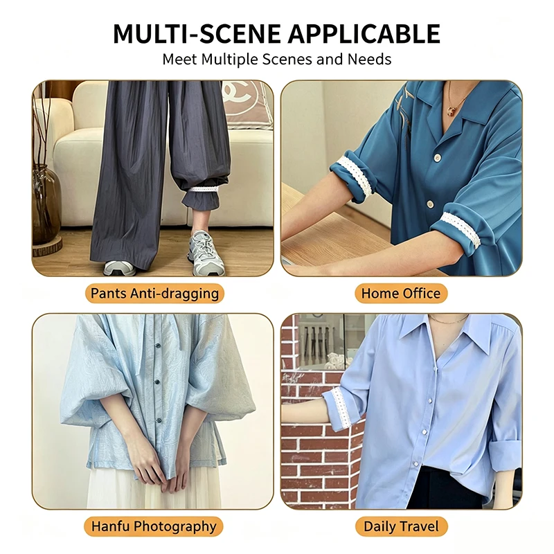 2/4Pcs Adjustable Lace Sleeve Holders,No-Sew Elastic Shirt Cuff Straps For Fixing Rolled Sleeves,Shorten Sleeve& Pant Leg Length view 6