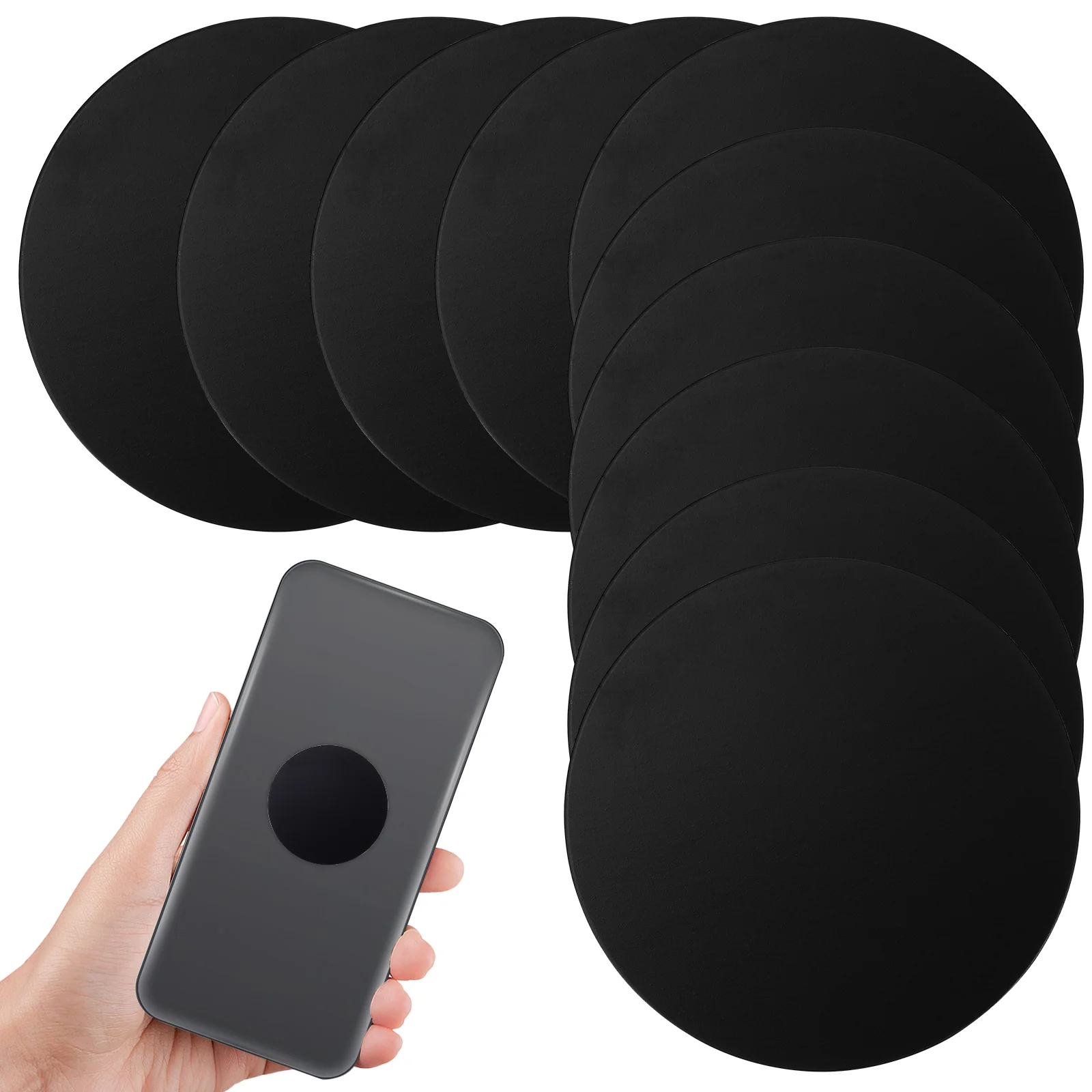 Black Magnet Sheet 40 Phone Metal Plate Self-Adhesive Holder Magnetic Bracket Disc Cellphone