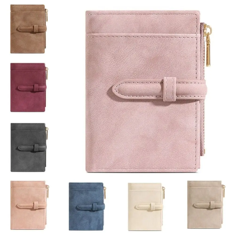 Large Capacity PU Women's Wallet Multi-Cards Slot 2 Folds Mini Coin Pocket Portable Korea Style Zipper Coin Purse Unisex