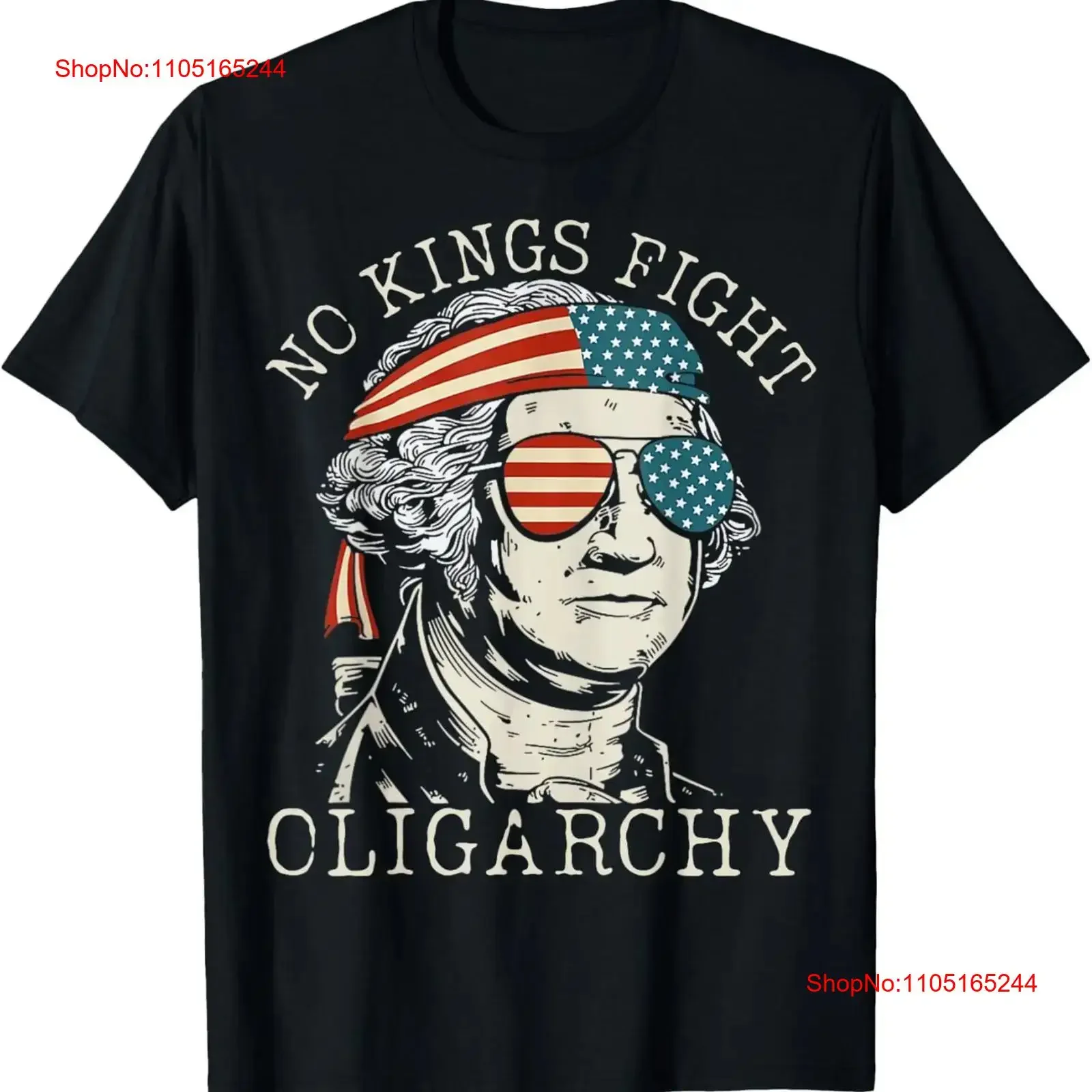 تي شيرت عتيق No Kings Fight Oligarchy America Flag مضحك تي شيرت عتيق مغسول ملابس الشارع الشهير أوم مصمم ملابس للجنسين كاجوال #1