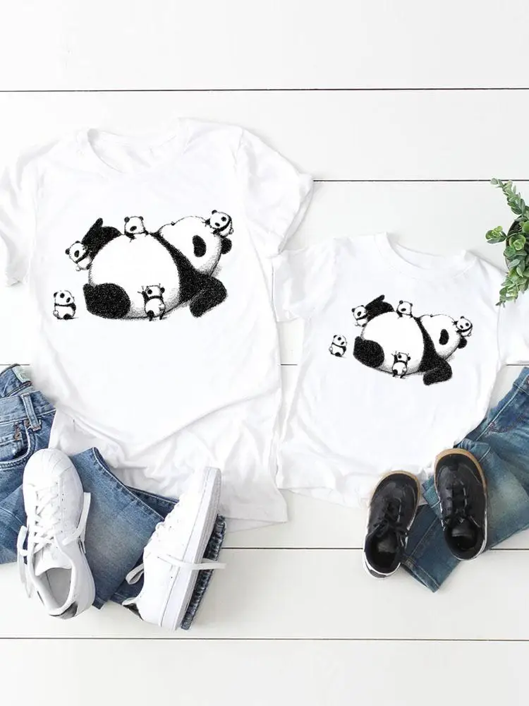 

Panda Sweet Love Family Matching Outfits Women Kid Child Summer Mom Mama Girl Boy Mother Tshirt Tee T-shirt Clothes Clothing