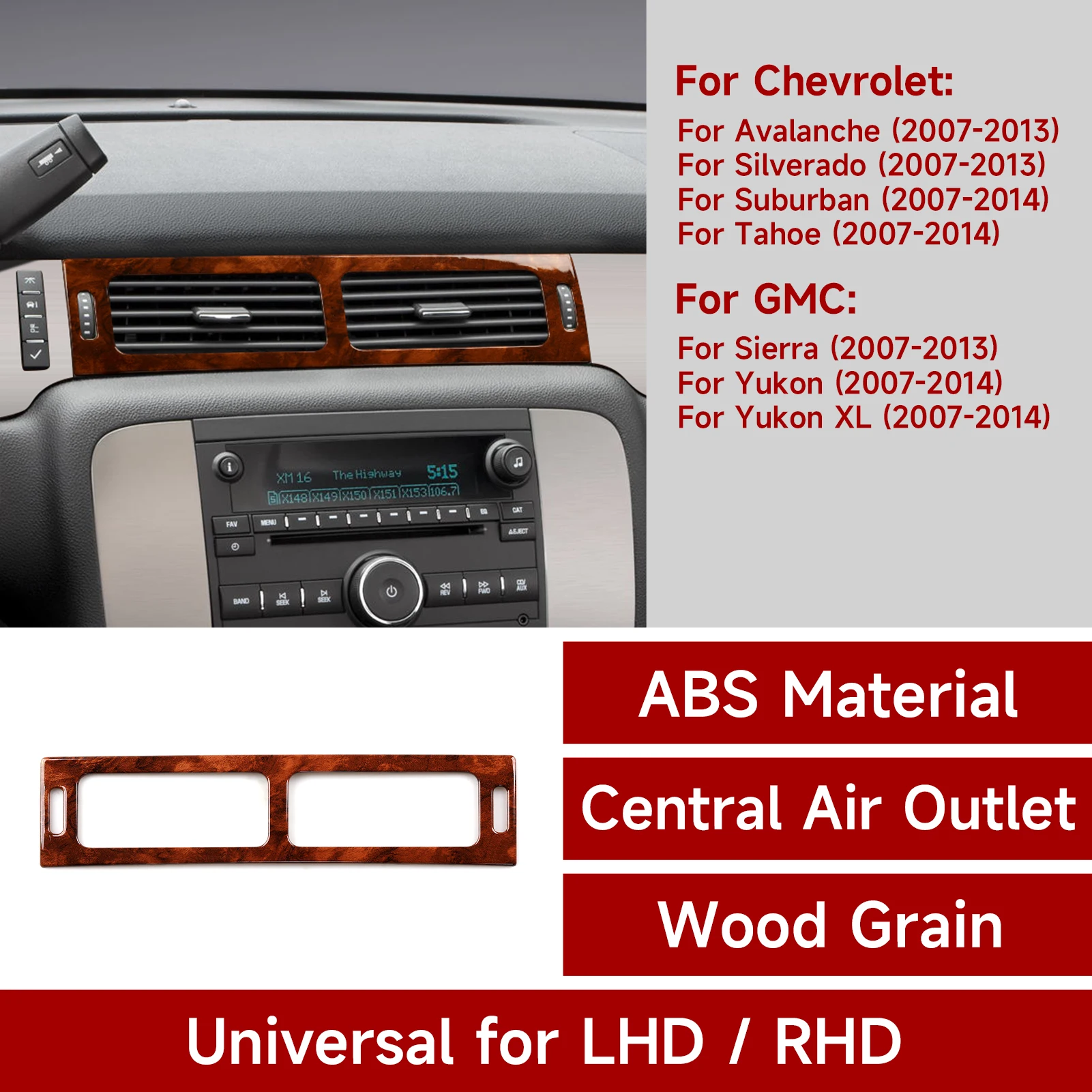 Car Central Air Outlet Panel Interior Sticker For Chevrolet Avalanche Silverado Suburban Tahoe GMC Sierra Yukon XL Accessories