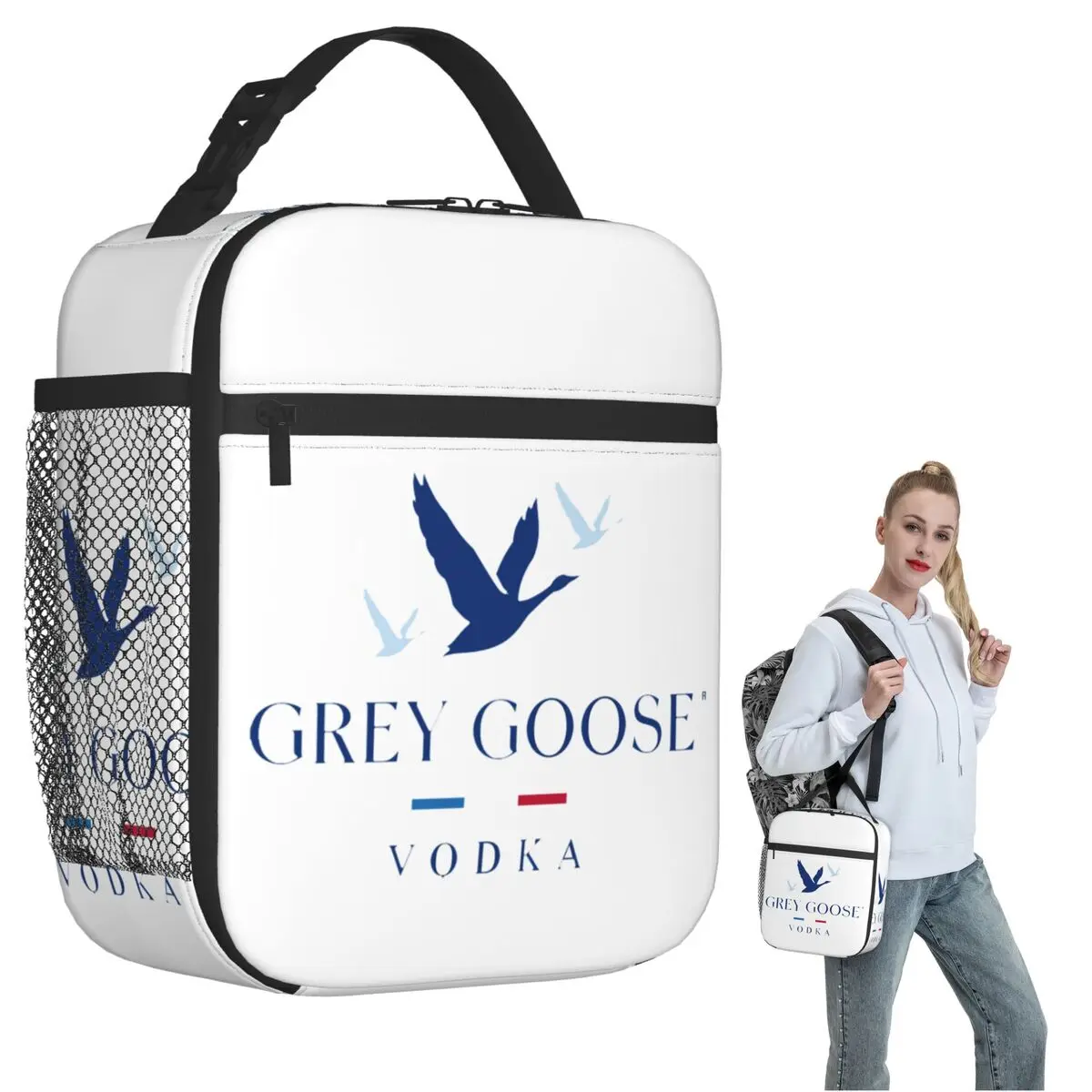 Grey Goose Vodka Insulated Lunch Bag for Women Kids Portable Food Boxes Thermal Lunch Box Tote