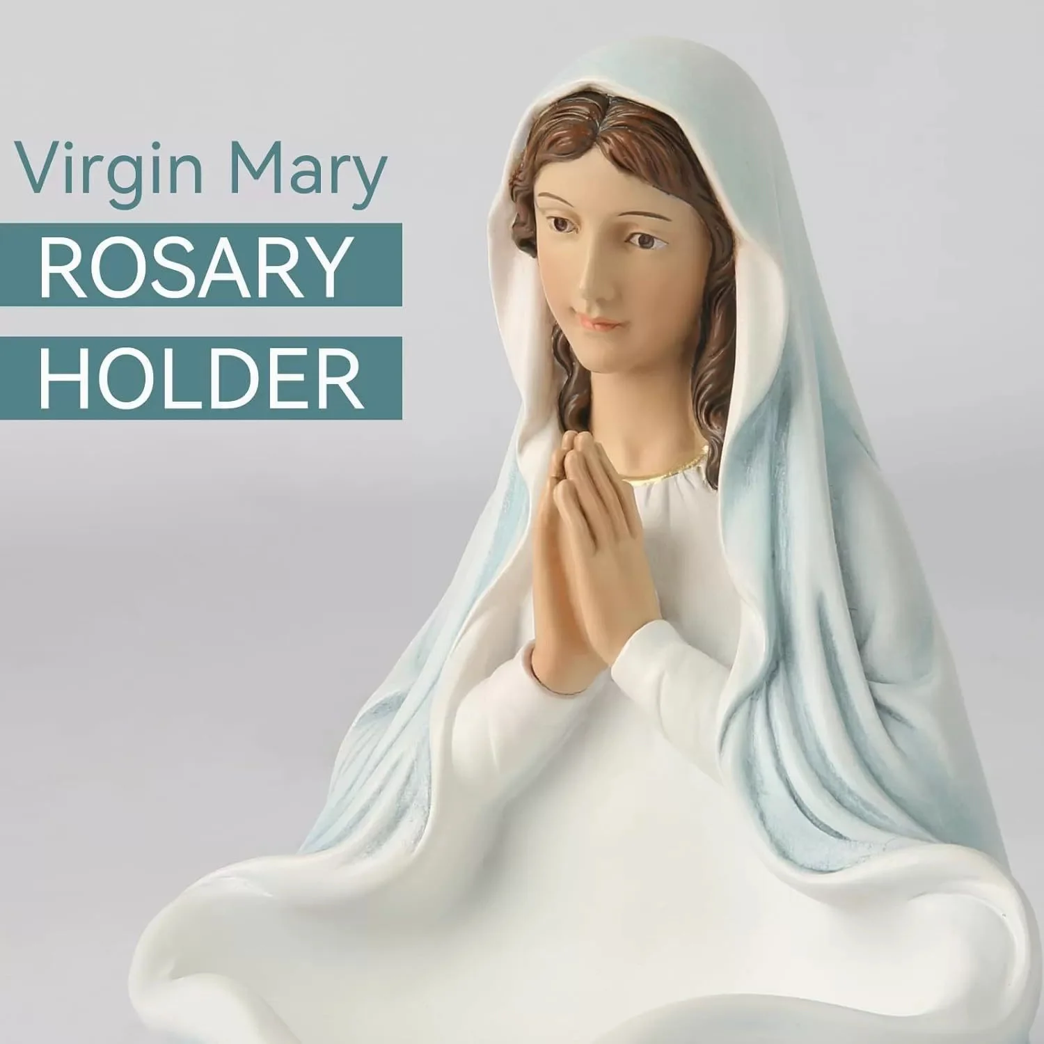 

Virgin Mary Statue Ornament Resin Rosary Tube Crafts Model Home Office Bookshelf Desktop Decorations Gifts for Catholic Faith